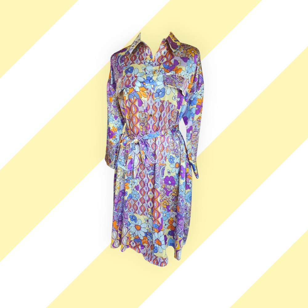 Emma & Michele Vibrant Long Sleeve Dress Size M